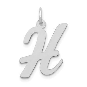 14k White Gold, Madison Collection LG Classic Script Initial H Pendant